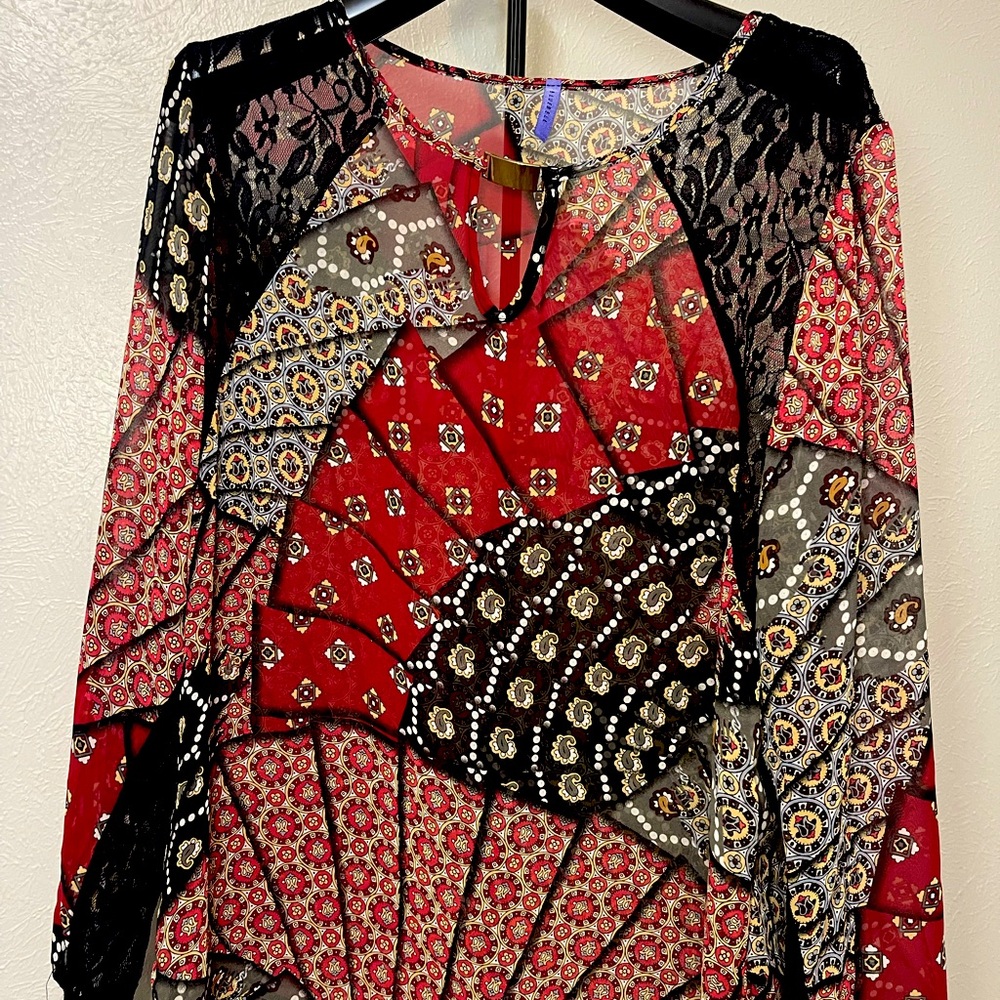 Bluebella Red and Black Relaxed Asymmetrical Blouse